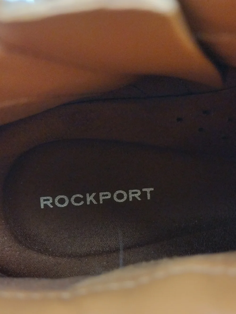 Rockport Carly Brown Leather Snakeskin Trim Almond Toe Side Zip Low Heel Bootie